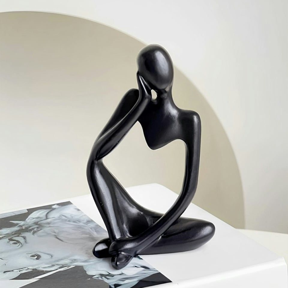 image 1 of Living and Home Thinker Resin Tabletop Abstract Decor - Black 8*13cm