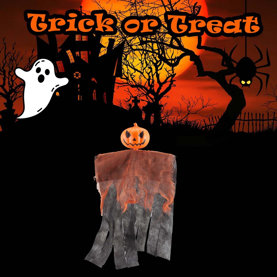 image 1 of vfm-estore Hanging Halloween Pumpkin Decoration - 35 x 23.2 cm