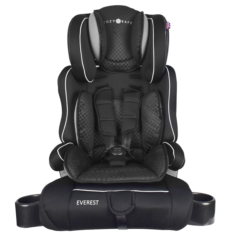 image 1 of Cozy N Safe Everest Group 1/2/3 Car Seat 9-36kg, Convertible Baby Toddler Child Car Seat, High Back Booster, Forward Facing, Kids Car Seat 9 Months to 12 Years (Black/Grey)