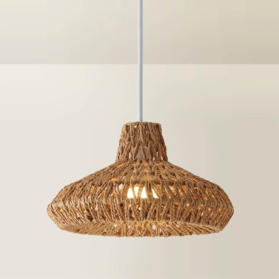 image 1 of ValueLights Natural Woven Natural Ceiling Pendant Light Shade Weave Rope Lampshade | Brown