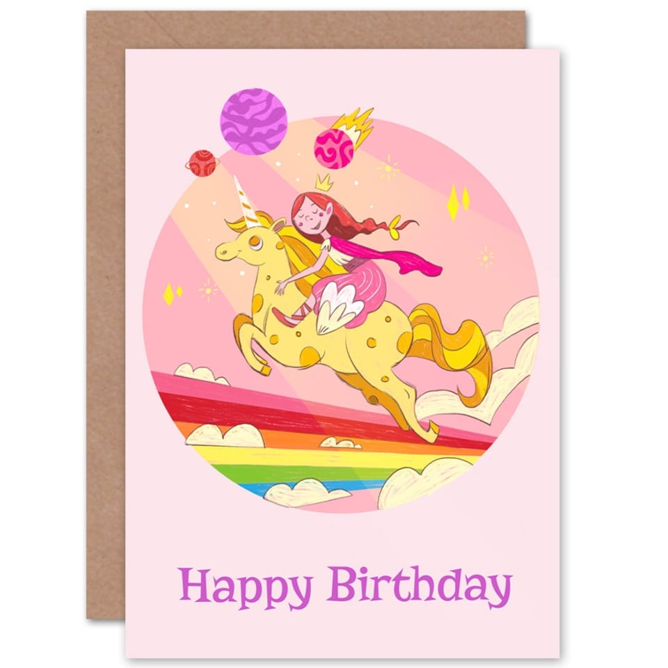 image 1 of Unicorn Princess Rainbow Birthday Card