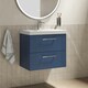 image 4 of Retro 2 Drawer Wall Hung Vanity Unit with Thin-Edge 1 Tap Hole Ceramic Basin - 600mm - Satin Blue - Balterley Blue