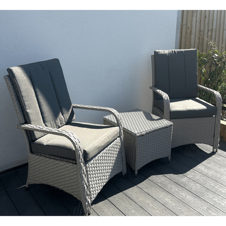 image 1 of Leigh Wicker Rattan Natural Bistro Set with outdoor cushion