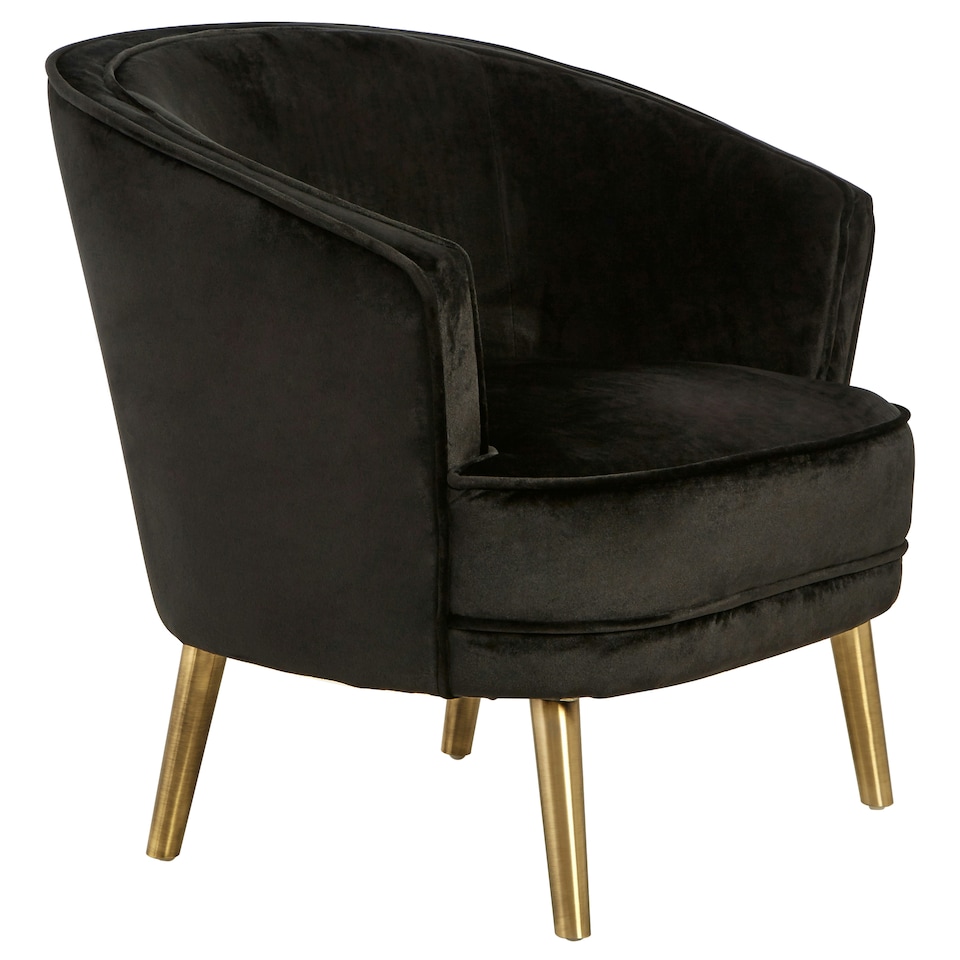 image 1 of Interiors by Premier Black Velvet Round Armchair, Built to Last Lounge Chair, Easy to Maintain Living Room Chair, Reliable chair