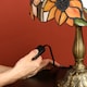 image 7 of HOMCOM Stained Glass Table Lamp, Handmade Antique Bedside Lamp for Bedroom, Living room, Home, Nightstand, Decorative Night Light, Orange Sunflower