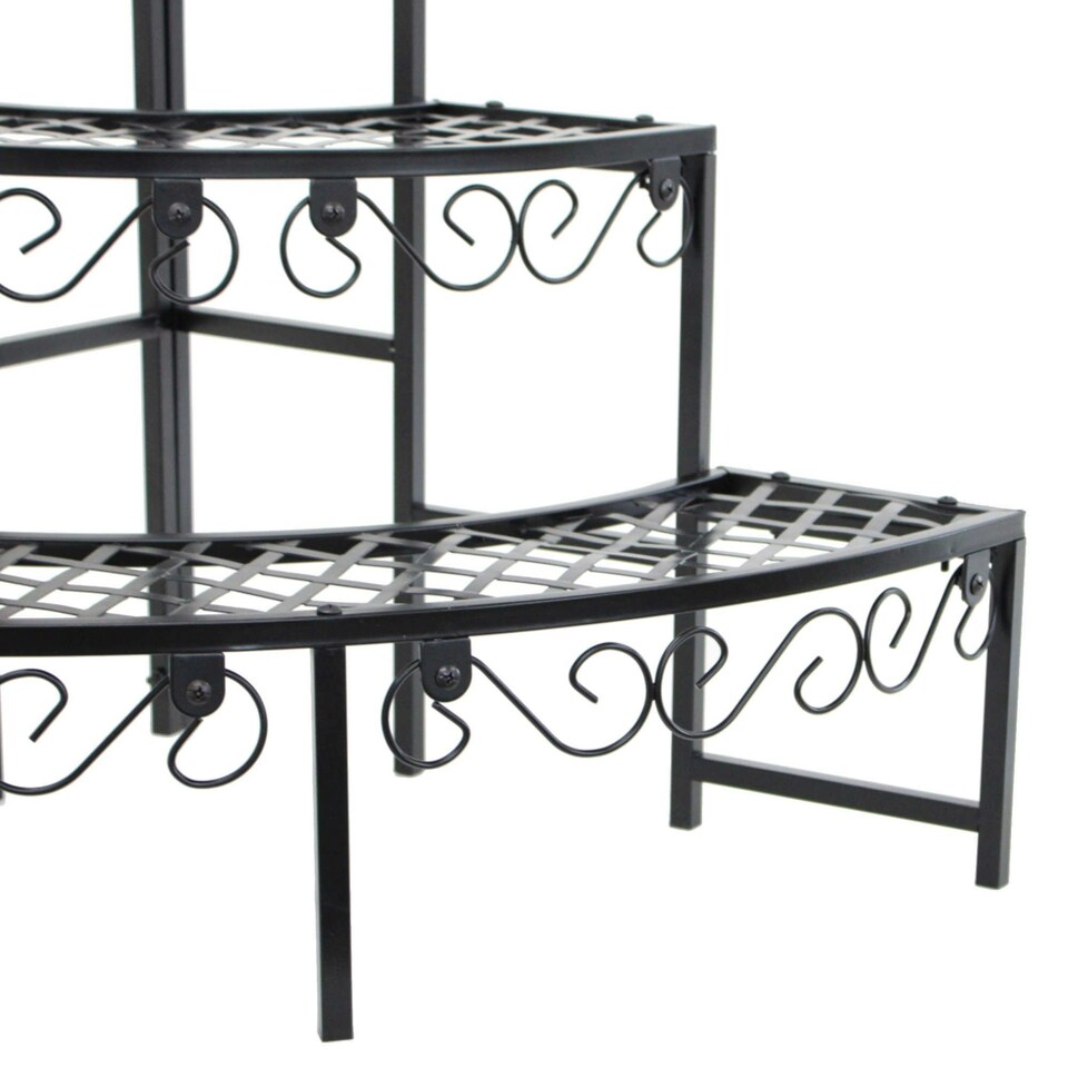 image 1 of Oypla 3 Tier Corner Metal Garden Flower Staging Plant Stand Display Shelf Black