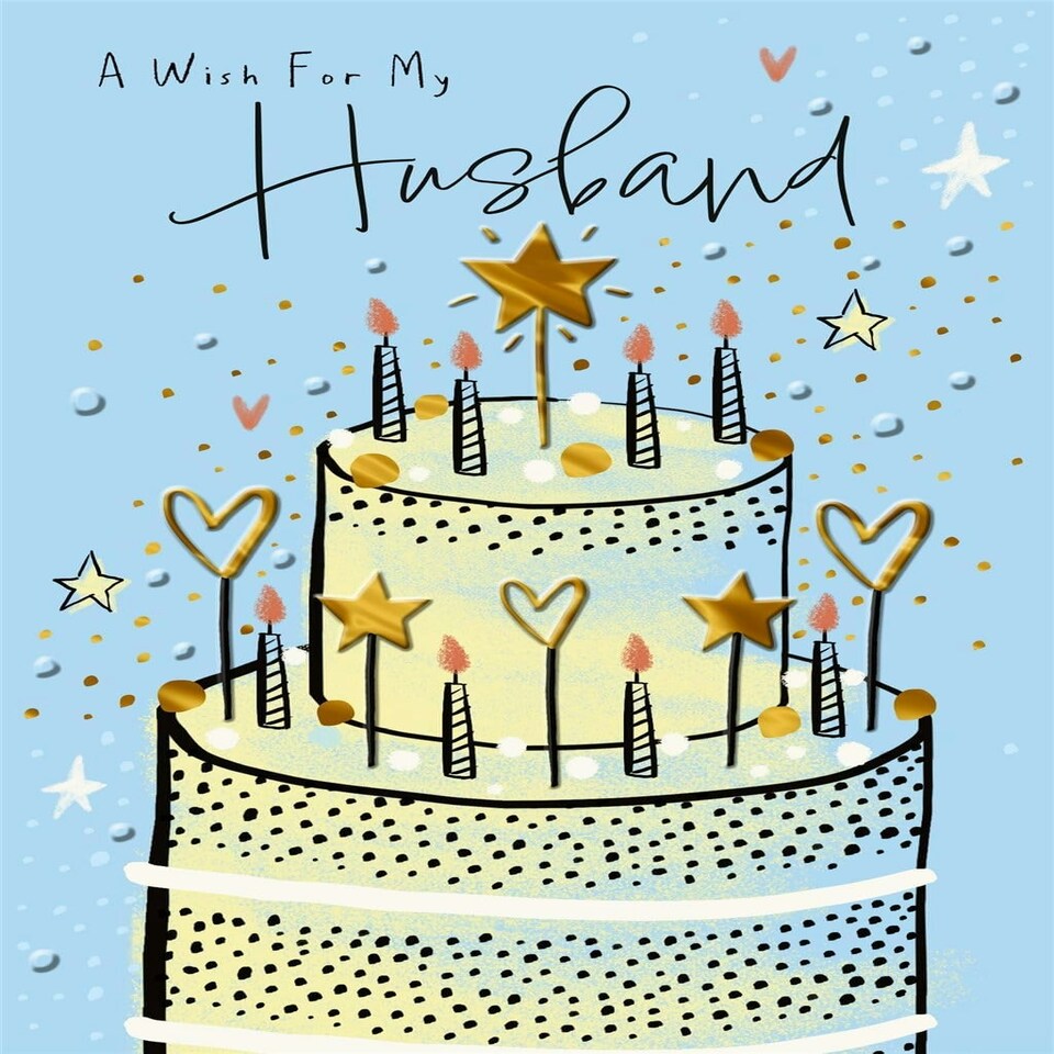 image 1 of Blue Cake Design Husband Birthday Card