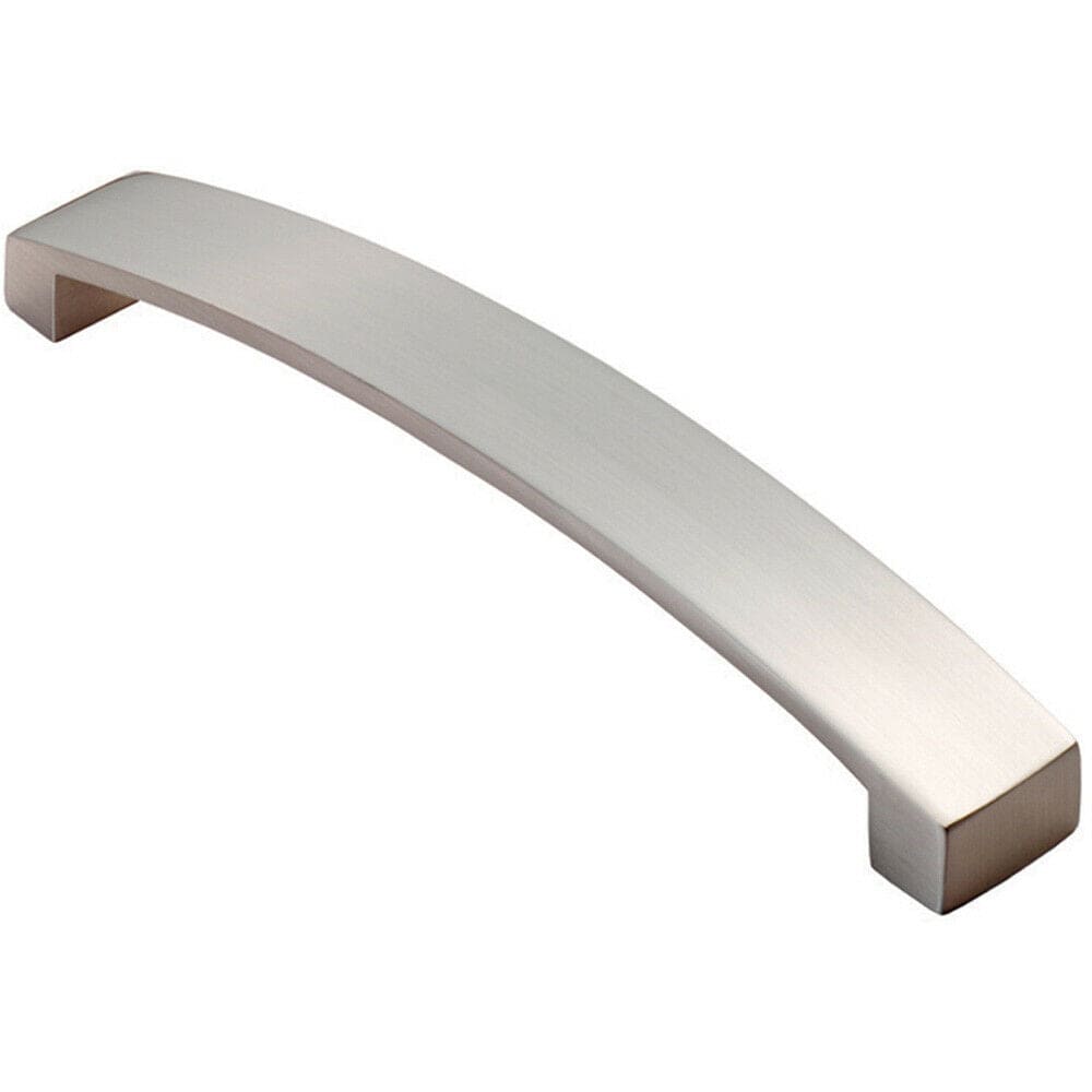 Loops Flat Curved Bow Pull Handle 238 x 25mm 224mm Fixing Centres Satin Nickel in Metallics