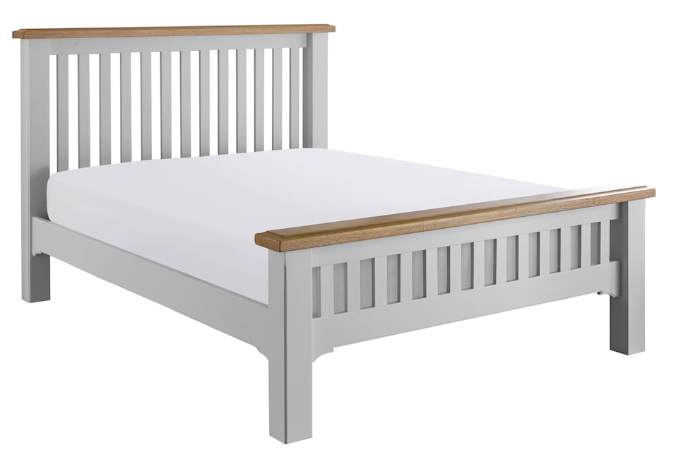 image 1 of 4ft6 Double Real oak & Light Grey Solid,strong,wood bed frame.Wooden bedstead