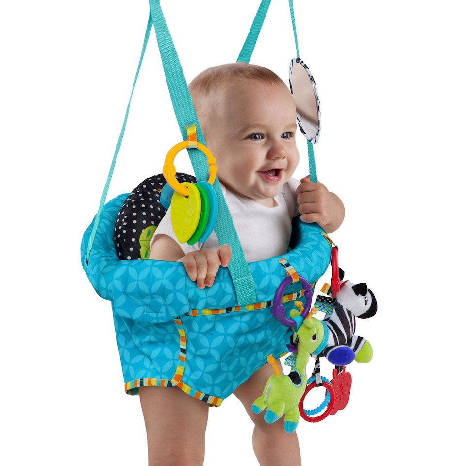 image 1 of Bright Starts Bounce 'n Spring Deluxe Baby Door Jumper with Take-Along Toys 6M+