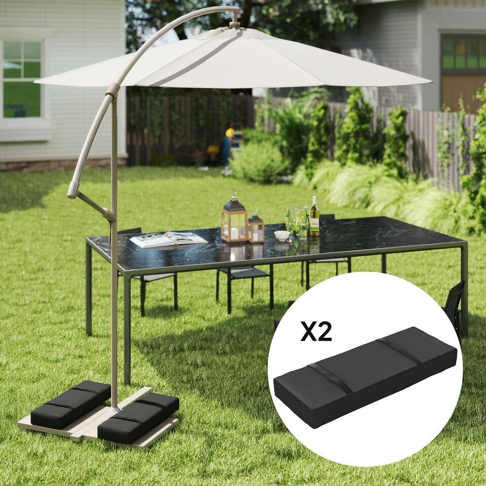 image 1 of Outsunny Parasol Weights Set of 2, Parasol Base Weights Bags, Black