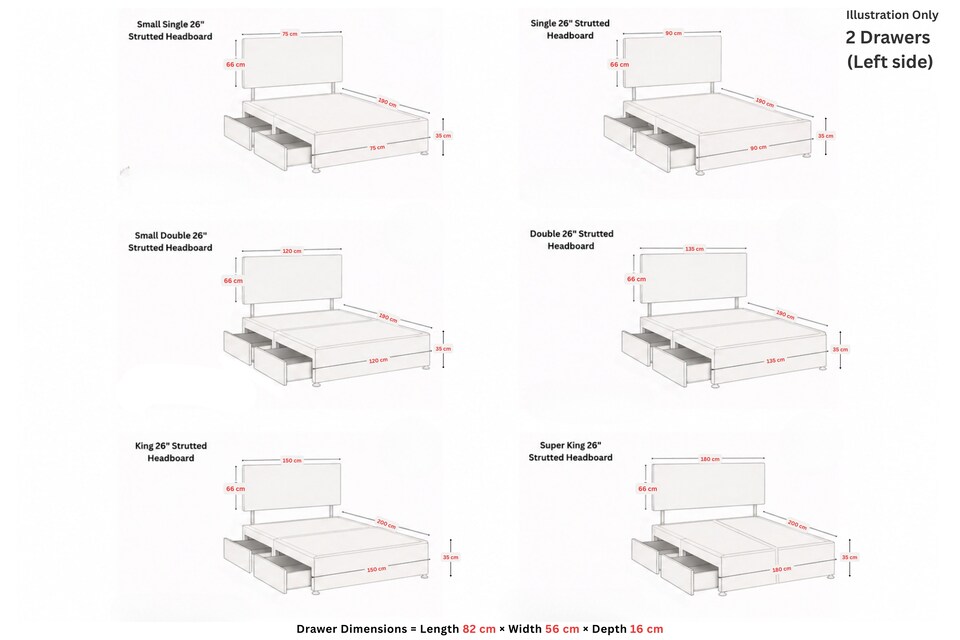 image 1 of Sloomy Rutherford Navy Plush Divan Bed With Mattress 2 Drawers Left 26" Strutted Headboard & 12" Footboard 4'6 Double