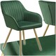 image 1 of Dining Chair Marilyn - quilted velvet, continuous backrest, gold steel legs - per piece Green | Dark Green/Gold
