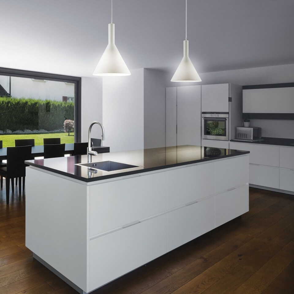 image 1 of Cocktail 1 Light Large Dome Ceiling Pendant White, E27