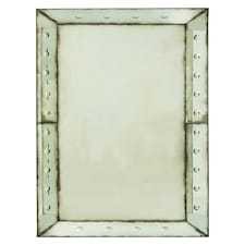Interiors by Premier Large Bubble Effect Wall Mirror, Rectangular Hammered Frame Antique Glass Mirror, Bevelled Edge Wall Mirror Green