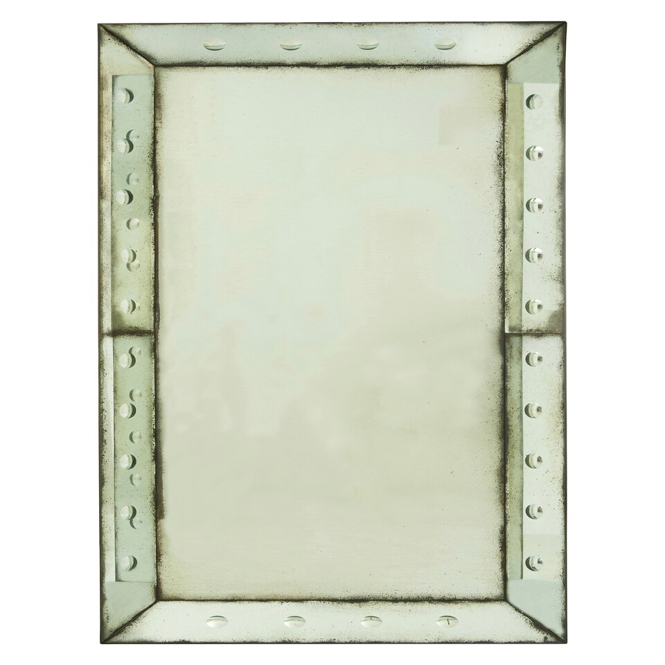 image 1 of Interiors by Premier Large Bubble Effect Wall Mirror, Rectangular Hammered Frame Antique Glass Mirror, Bevelled Edge Wall Mirror Green