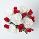 image 4 of Homescapes Set of 2 Red & White Roses & Lilies Artificial Flowers in Grave Vases