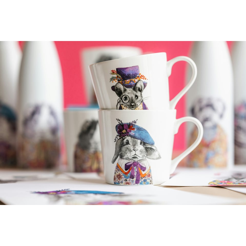 image 1 of Mikasa x Tipperleyhill Mouse Print Porcelain Mug, 380ml | White