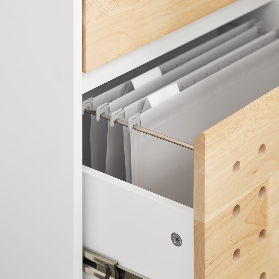 image 1 of SoBuy Mobile File Cabinet Printer Stand with 2 Drawers, White & Natural Wood, 17.7x17.7x23.2 inches, 19 kg - ASK06-WN