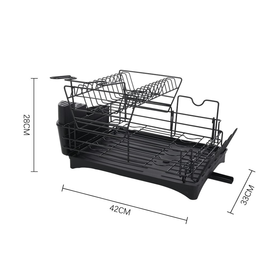 image 1 of Living and Home 2-Tier Detachable Dish Drainer Rack - Black
