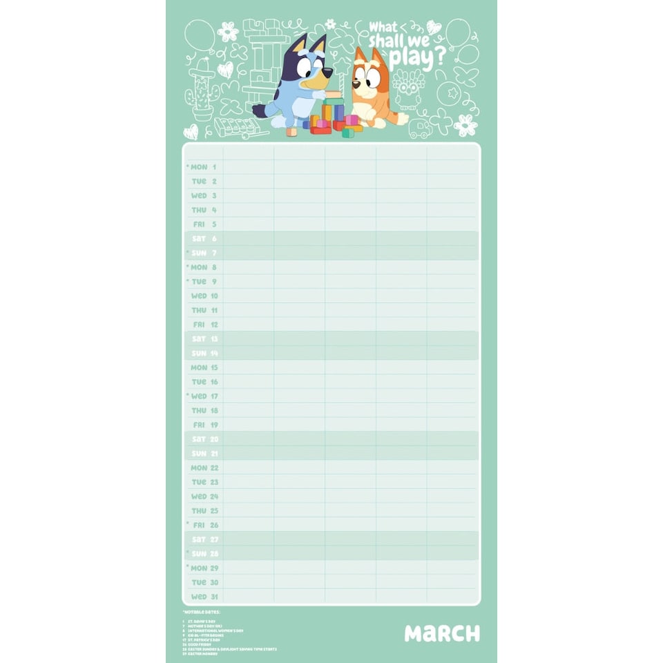 image 1 of BLUEY 2027 FAMILY ORGANISER CALENDAR