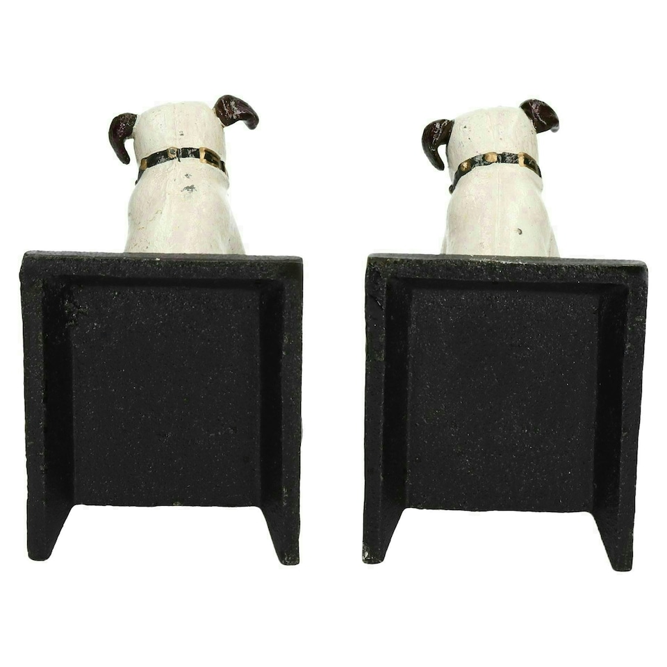 image 1 of HMV Nipper Dog Bookends Ornament Figurine Cast Iron Book Ends Stand Holder