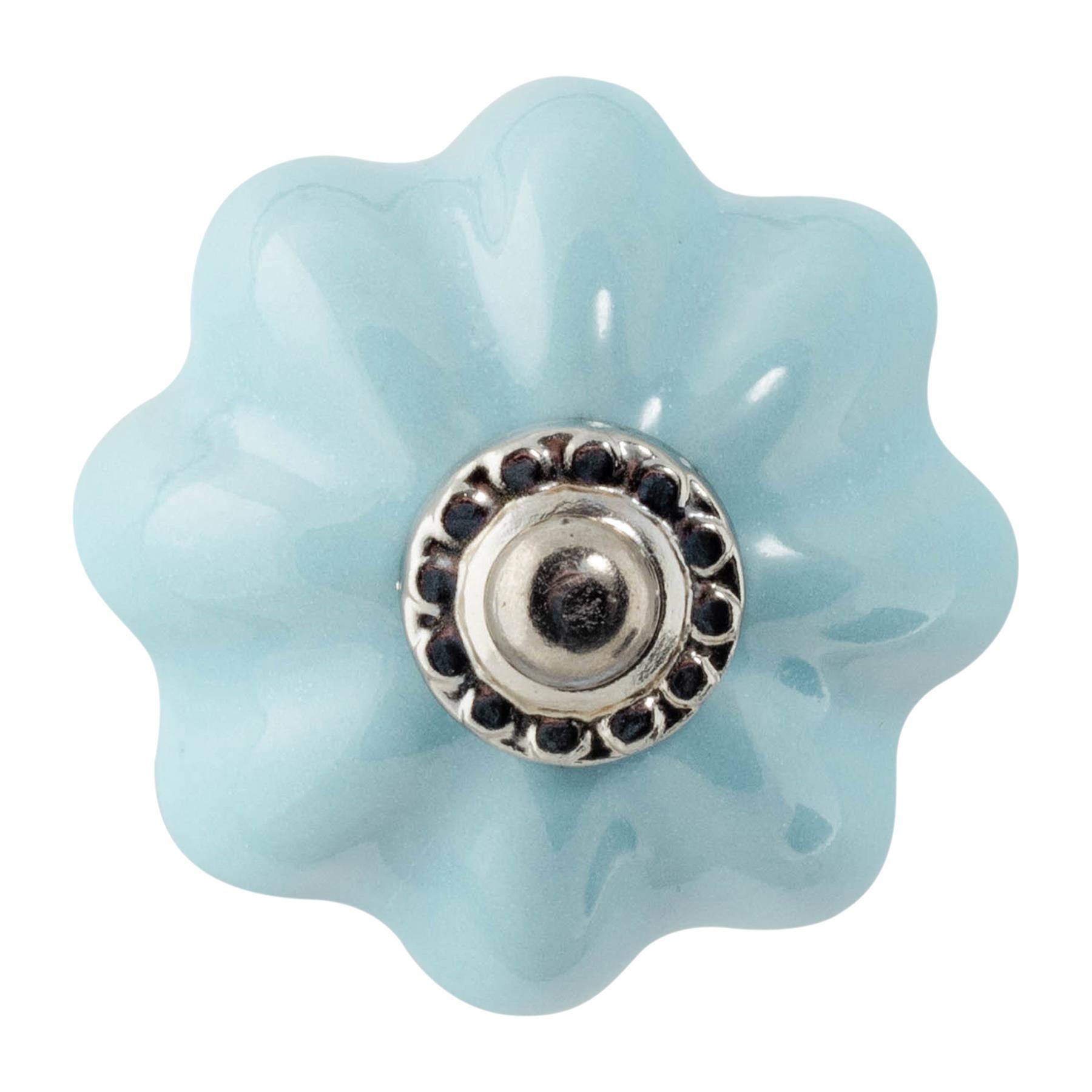 Nicola Spring Floral Ceramic Cabinet Knob in Blue | Size: 1000mm x 500mm