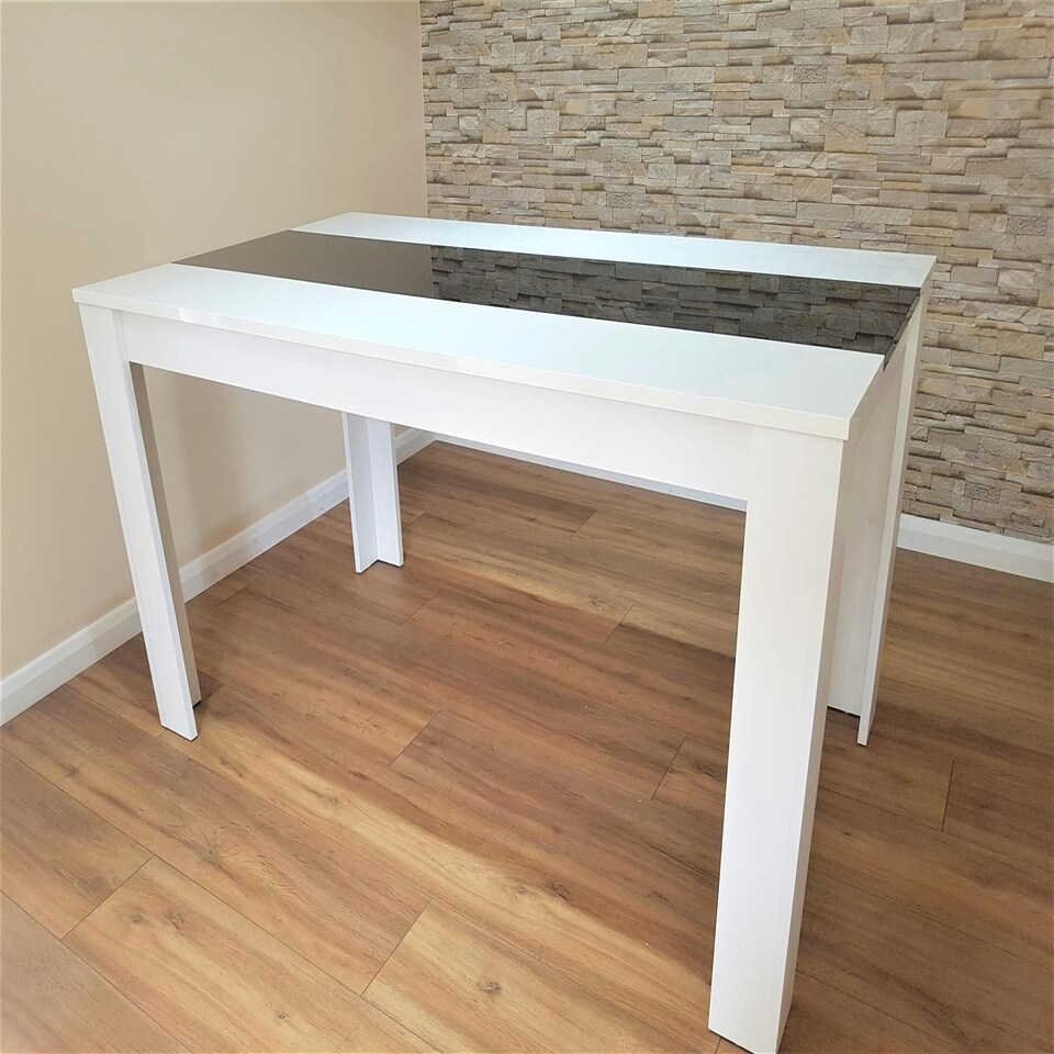 image 1 of Dining Table Wood Kitchen Place for 4 Seats, Dining Table Only (White and Black H 75 x L 117 x W 77 cm) Black