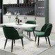 image 7 of Set of 4 Milano Velvet Dining Chairs with Stylish Ribbed Back Design, Black Metal Legs with Silver Tips | Green | Gold End Tips