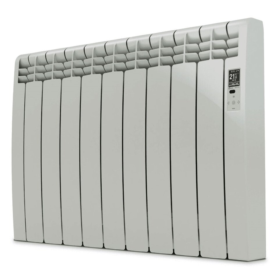 image 1 of 510mm (W) x 585mm (H) - Light Grey Wi-Fi Electric Oil Filled Radiator (Barcelona) - 550 Watts - Depth 97mm - Heats Up To 5m²