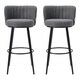 image 1 of Living and Home Linen Upholstered Bar Stool x2 - Grey