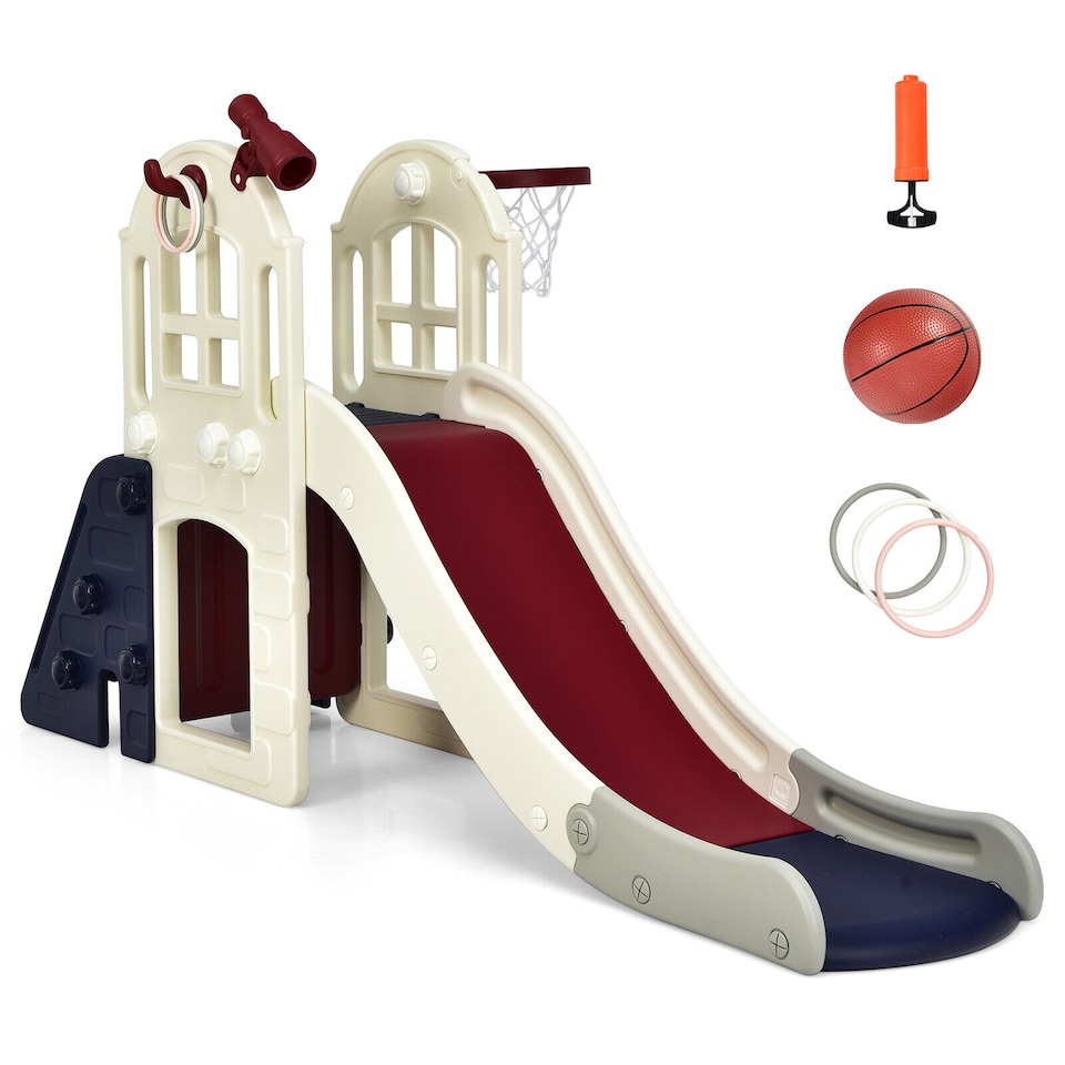 image 1 of COSTWAY 6-In-1 Kids Large Slipping Slide Toddlers Climber Slide Playset Playground