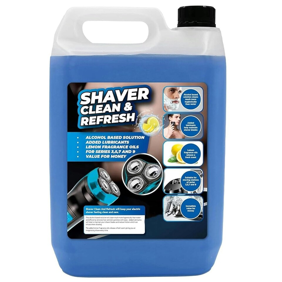 image 1 of 2 x 5L Shaver Clean & Refresh Cleaning Solution With Lemon Oils & Added Lubricants Removes Residual Hair & Skin Particles