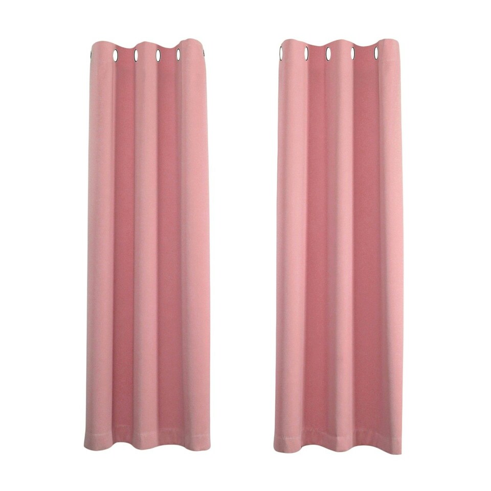 image 1 of Pink Eyelet Curtains - Thermal Blackout Curtains  - 46 x 54 Inch Drop - 2 Panel Pink