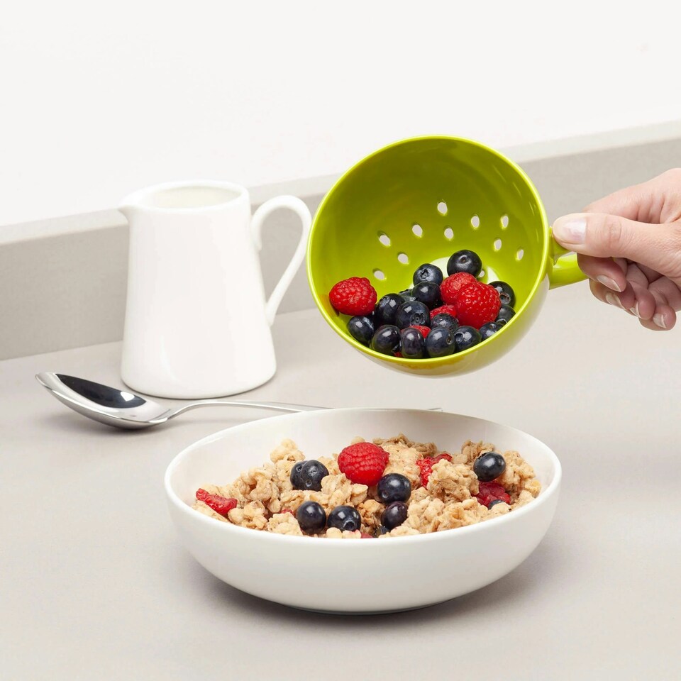 image 1 of Zeal Berry Colander Cup, Melamine Fruit and Berry Strainer, Lime Green