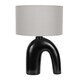 image 4 of ValueLights Lia Black Arch Ceramic Table Lamp Grey Shade