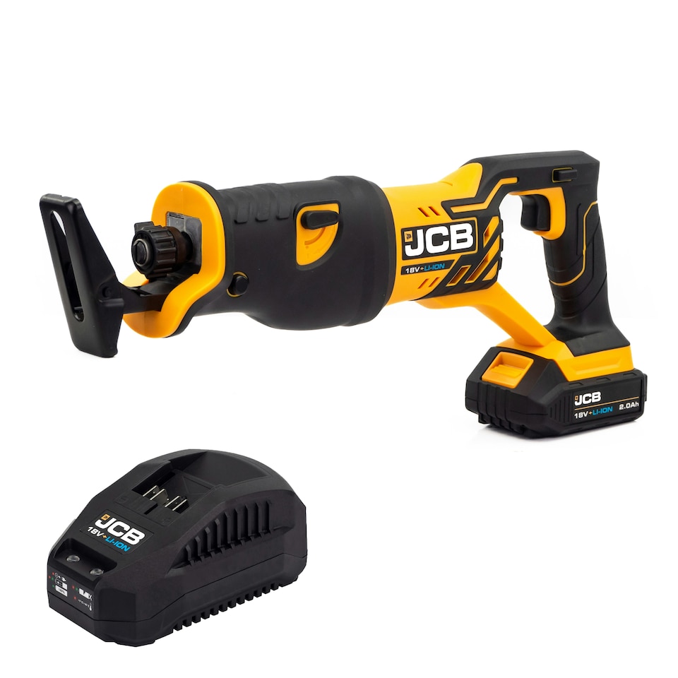 image 1 of JCB 18V Cordless Reciprocating Saw, 2.0Ah Li-Ion Battery and 2.4A Charger 21-18RS-2X