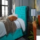 image 5 of Veneta Plush Teal King Bed Frame - Teal