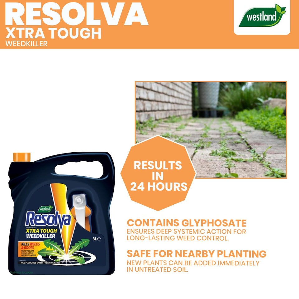 image 1 of Resolva Pro Xtra Tough Weed Killer 3L Ready to Use Fast-Acting Herbicide for Weeds Brambles & Tough Vegetation Visible Results in Hours | Yellow
