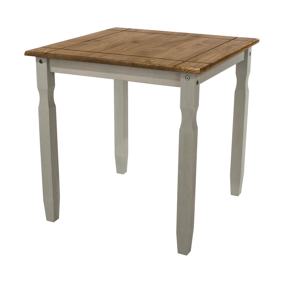image 1 of Premium Corona Square Dining Set with Table and 2 Chairs in Grey or Brown Waxed Pine - Solid Wood | Grey | Grey | 1