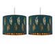 image 1 of Set of 2 Fern - Dark Green Cut Out 30cm Pendant Lightshades | Green | Gold | Large | 2