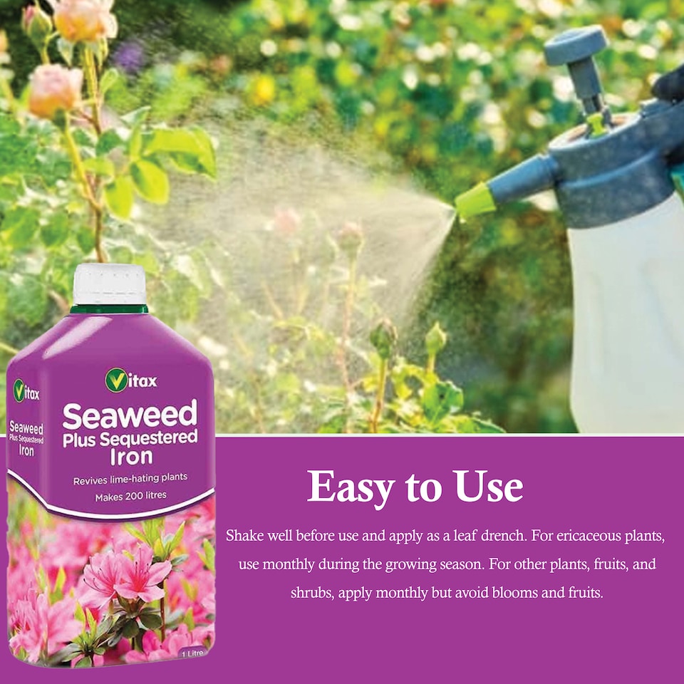 image 1 of Vitax Seaweed Plus with Sequestered Iron 500ml Liquid Fertiliser for Acid-Loving Plants Lawns & Garden Growth Tonic