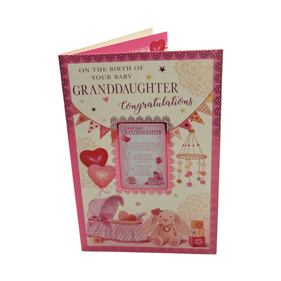 image 1 of Congratulations On Birth Of Granddaughter Keepsake Treasures Greeting Card