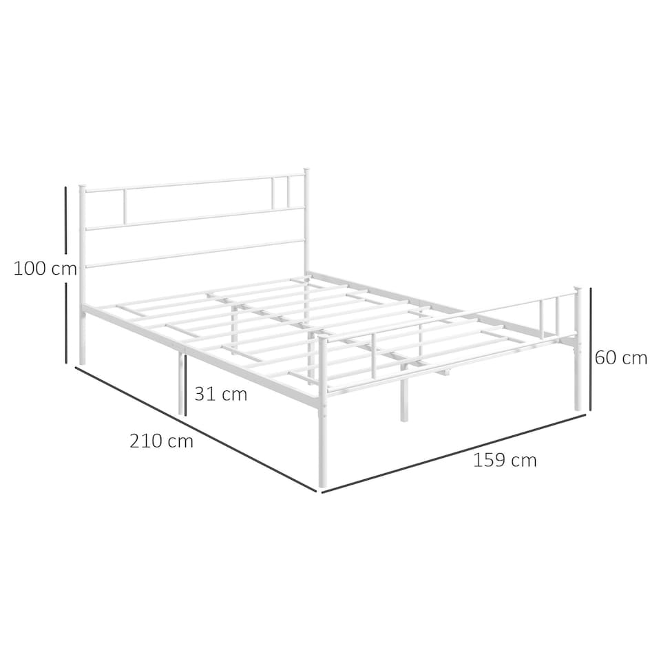 image 1 of HOMCOM Double Metal Bed Frame w/ Headboard & Footboard, Bedroom Furniture