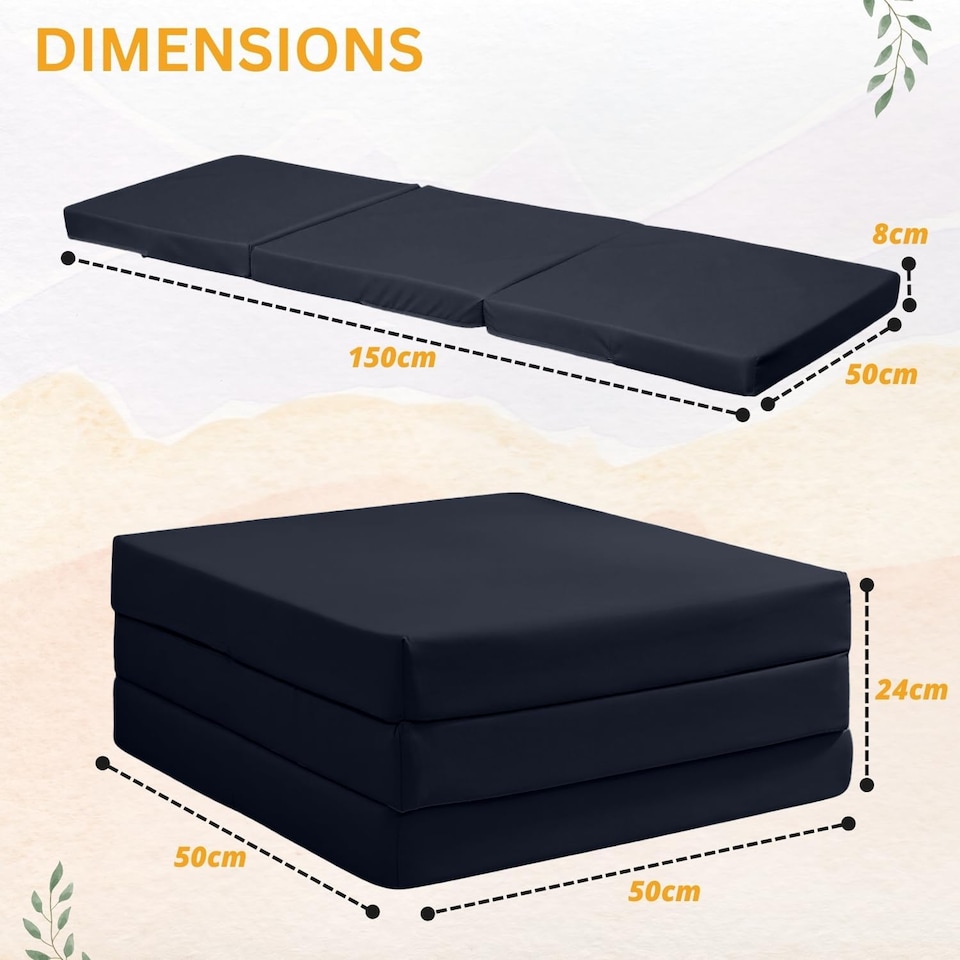 image 1 of Tri Fold Fold Out Z Bed Futon Sofa Chair Mattress