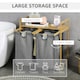 image 3 of HOMCOM Bamboo Laundry Basket with Shelf Pull-out Bags for Bedroom Laundry Room