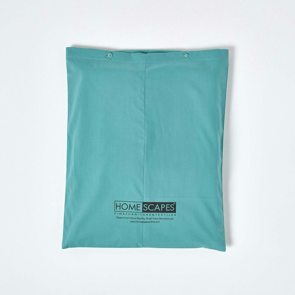 image 1 of Homescapes Teal Cotton Duvet Cover Set - 200 Thread Count - Single N/A | Single