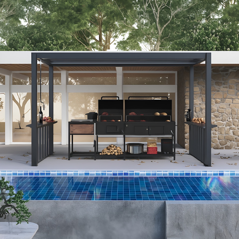 image 1 of Living 2.5m x 1.5m Deluxe BBQ Veranda Pergola  Louvered Shutter Roof