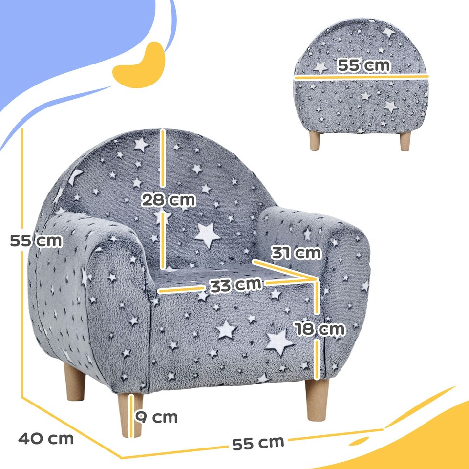 image 1 of AIYAPLAY Kids Armchair, Glow in the Dark Chair for Bedroom 