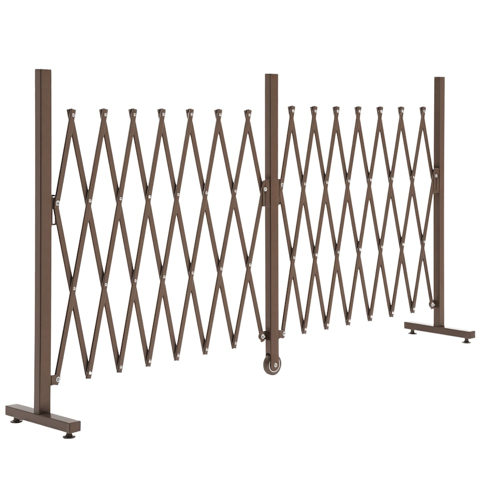 image 1 of Outsunny Aluminium Alloy Fence Foldable Garden Screen Panel, Dark Brown